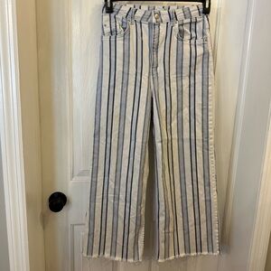 H&M Blue and White Flare Jeans with Nautical Stripes